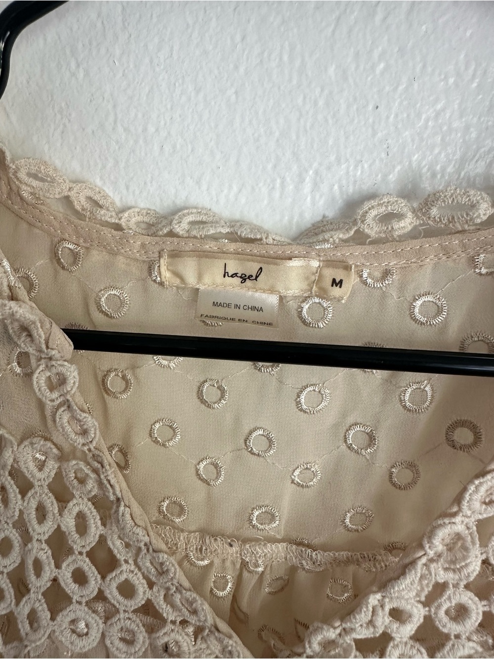 hazel Cream Eyelet Crochet Peasant Blouse - Picture 3 of 6
